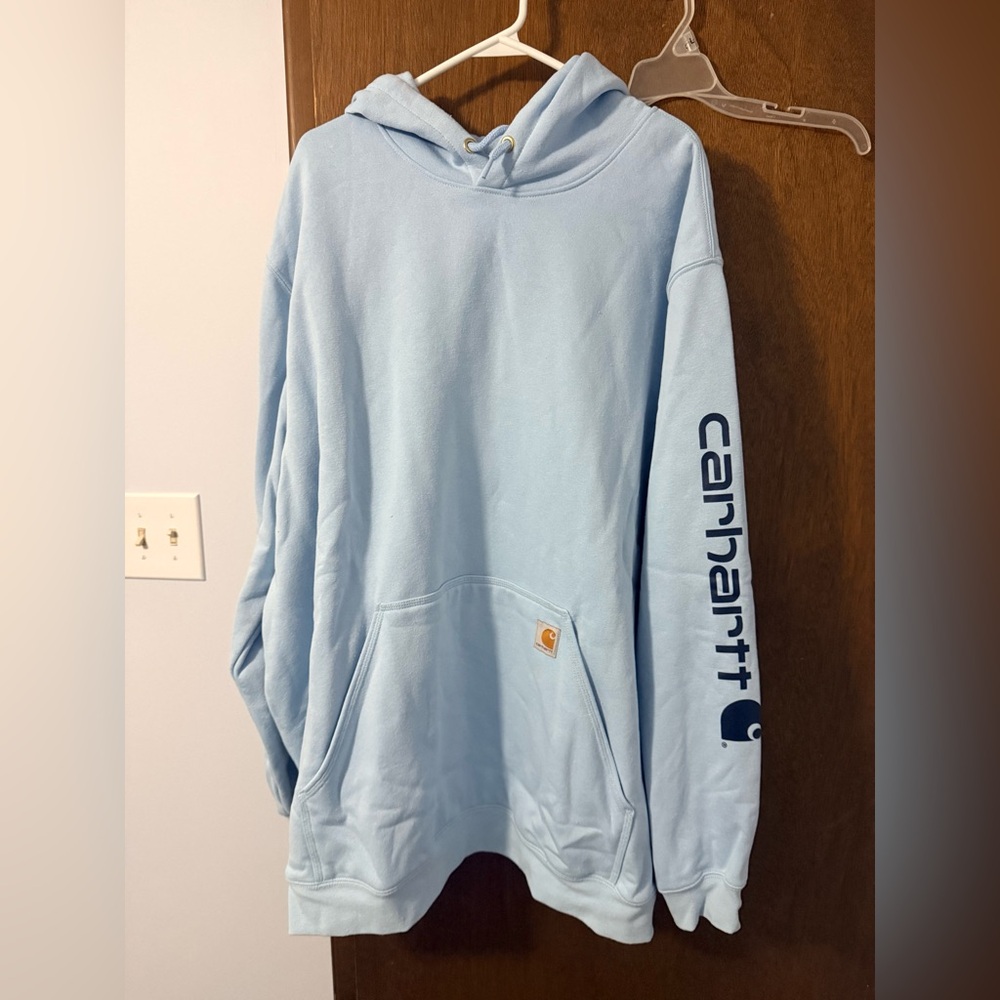Carhartt Light Blue Logo Hoodie